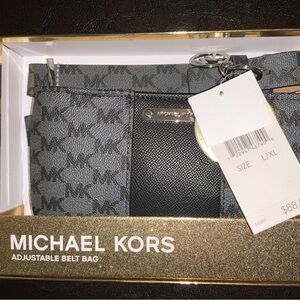 Michael Kors Boxed Set Black and Gold Belt Bag
